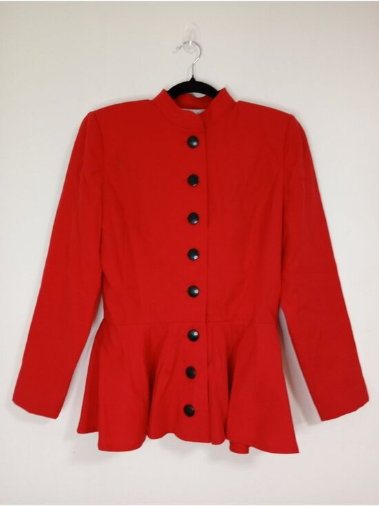 Leslie Fay Jackets & Blazers - Leslie Fay Red Peplum Button-Up Jacket Women’s Size 12 Made In USA
